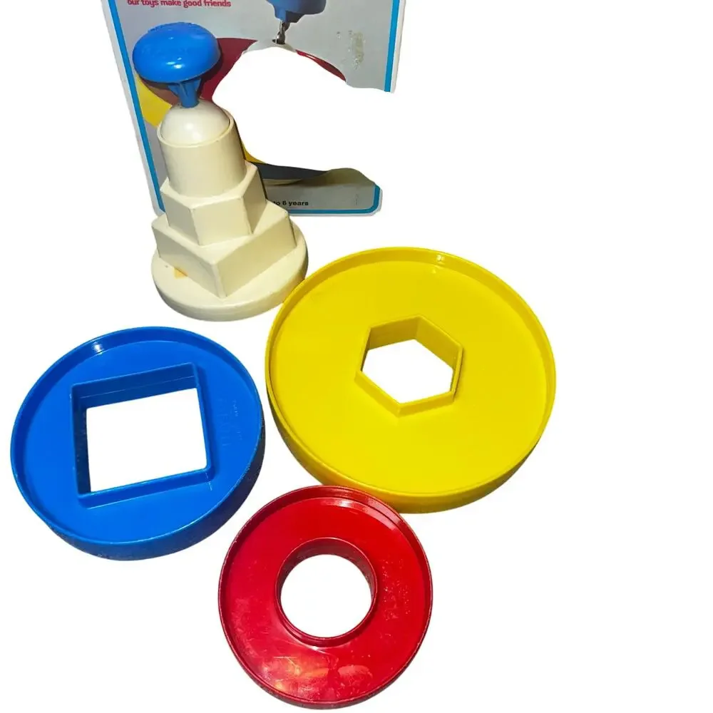 Vintage Playskool stack & spin top primary colors 2-6 yrs old